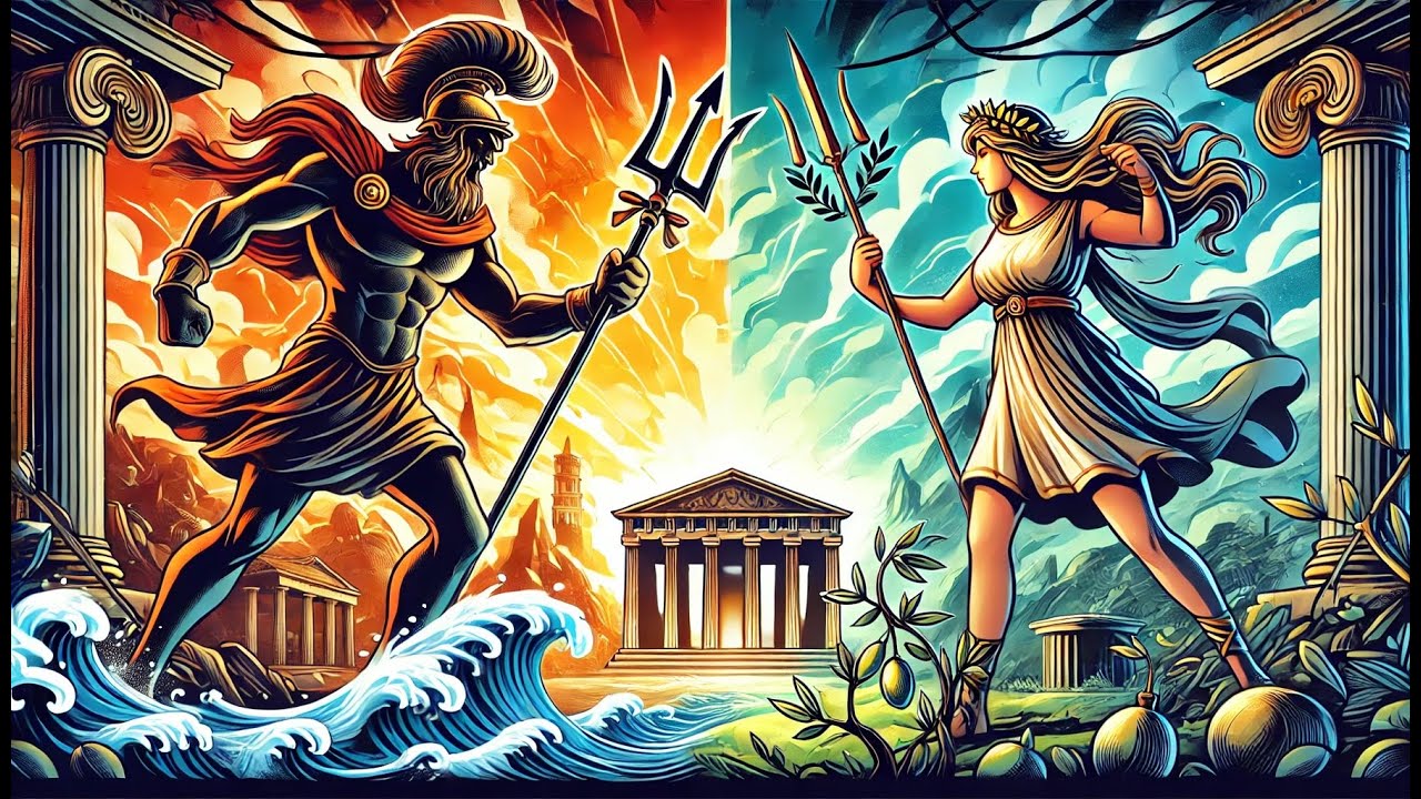 Greek Mythology Story: Athena vs. Poseidon: How Athens Got Its Name! 🏛️🌿