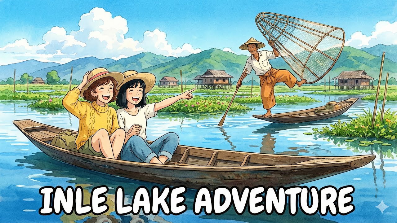 A Peaceful Journey to Inle Lake Myanmar🛶 Floating Gardens & Fireflies (Cinematic Animation)