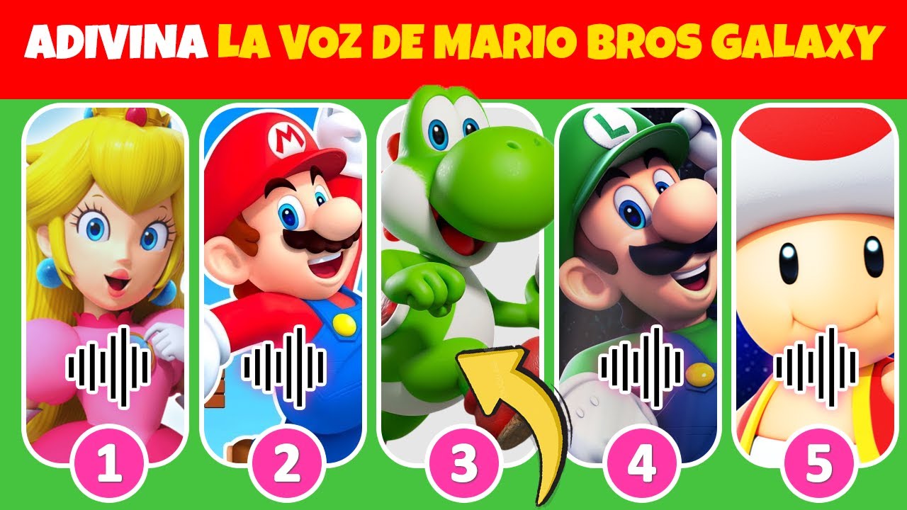 !ADIVINA LAS VOCES DE LOS PERSONAJES DE MARIO BROS GALAXY: YOSHI, LUIGI, TOAD, BOWSER Y PEACH 🎮🎤