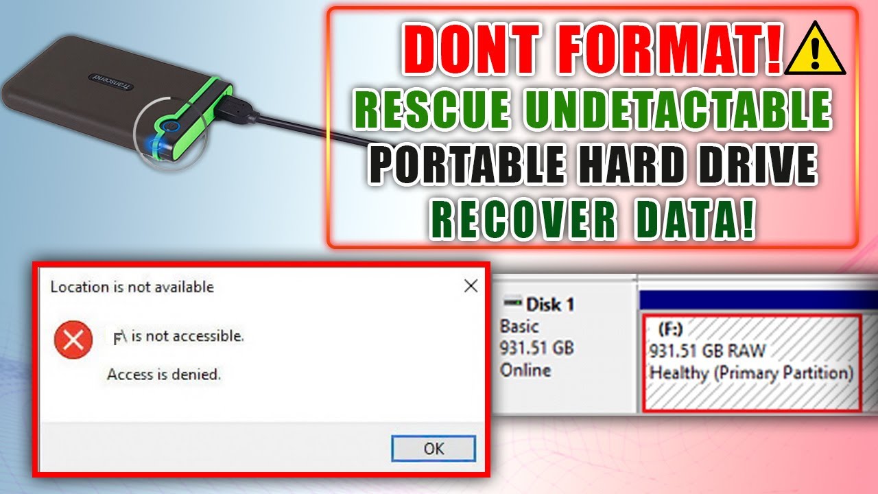 DON'T FORMAT! Rescue Your Undetectable External USB Hard Drive & Recover Data! | LED keeps Blinking