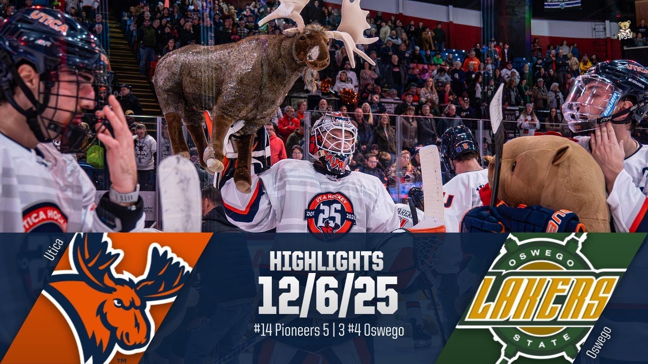 #14 Utica vs #4 Oswego | 21st New York Sash Teddy Bear Toss | Men's Hockey Highlights - 12/6/25
