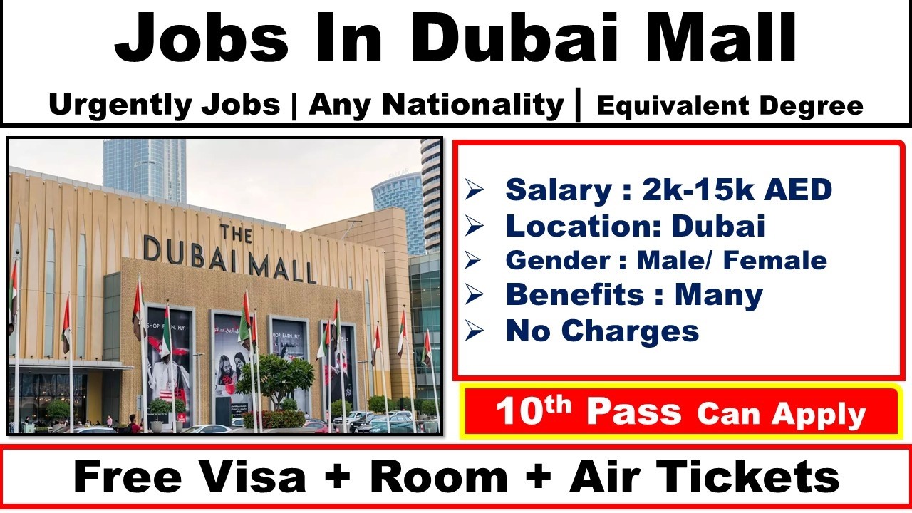 Jobs In Dubai Mall With Free Visa + Room + Air Tickets 2026 | Dubai Mall Jobs