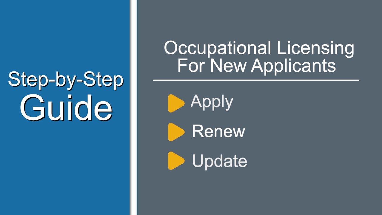 Occupational License Online Registration &ndash; NEW CUSTOMERS