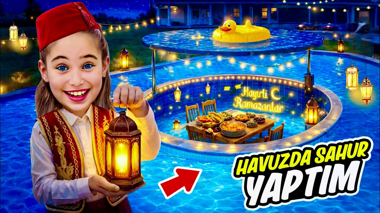 GECE HAVUZDA SAHUR YAPTIK !! ELİF SİNEM HAVUZDA SAHUR VLOG NELER OLDU ?! 