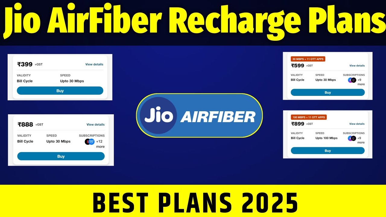 Jio airfiber plans 2025 | Jio airfiber recharge plans 2025