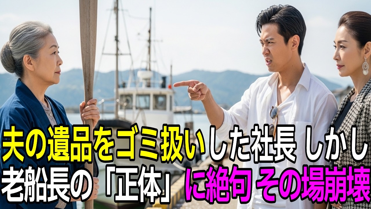 春の漁港で亡き夫の遺品を嘲笑した若社長。掃除の老婆の「恐るべき正体」を知り、その場で崩れ落ちる事態に【感動する話】【老後】【人生】