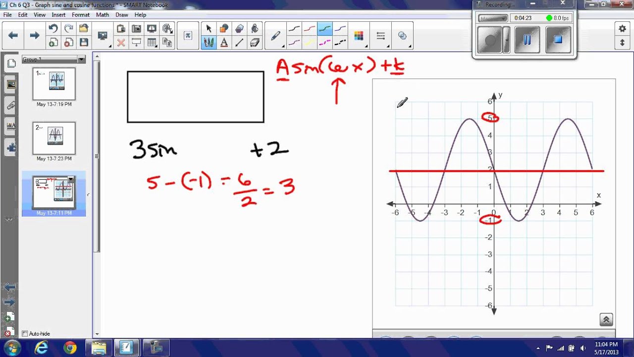 Find equation of sine or cosine function from graph