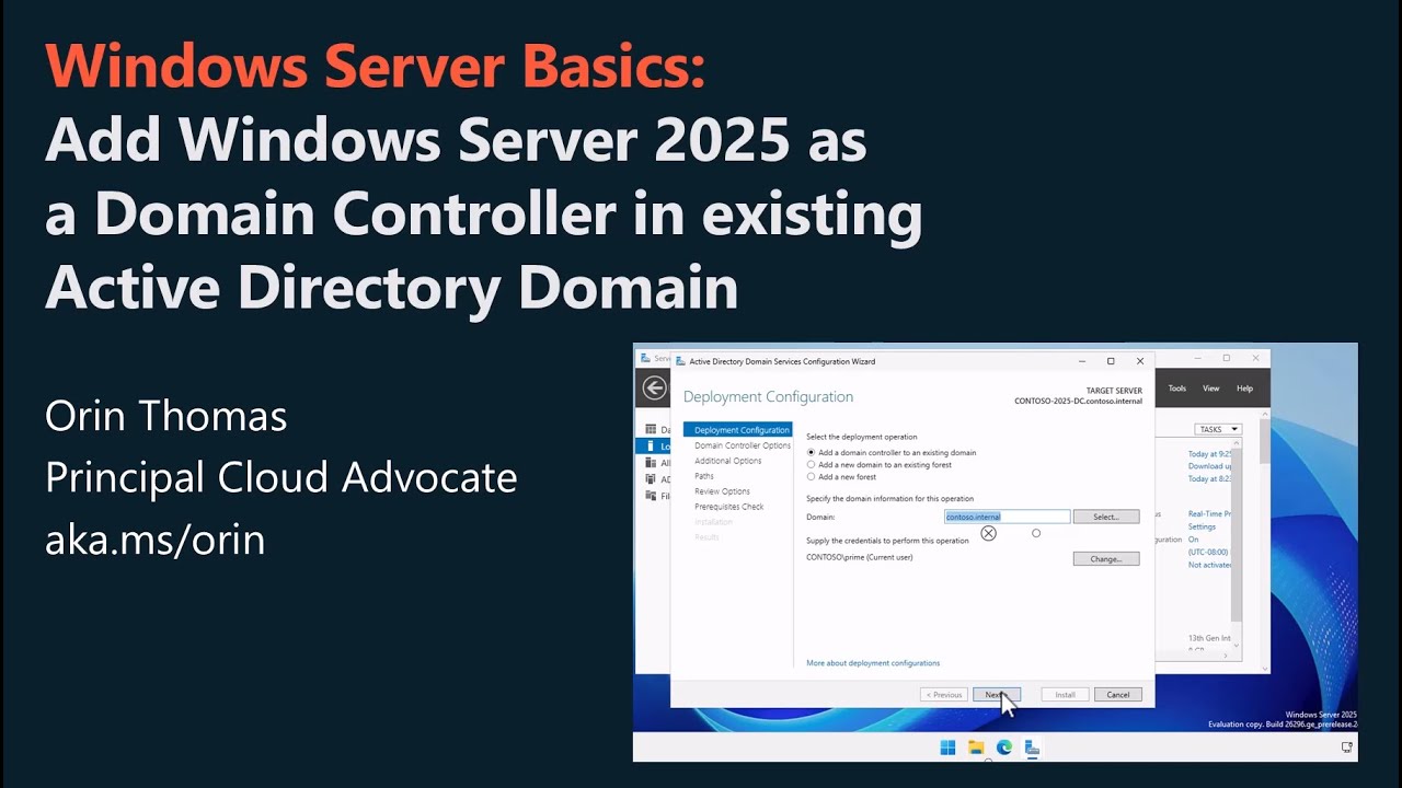 Добавить новый контроллер домена Windows Server 2025 в существующий домен Active Directory