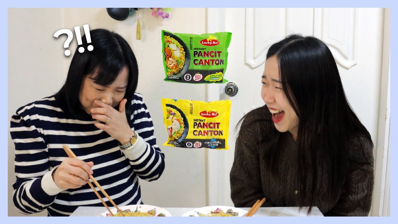 My Korean Mom's First Time Trying Pancit Canton (Original & Kalamansi)