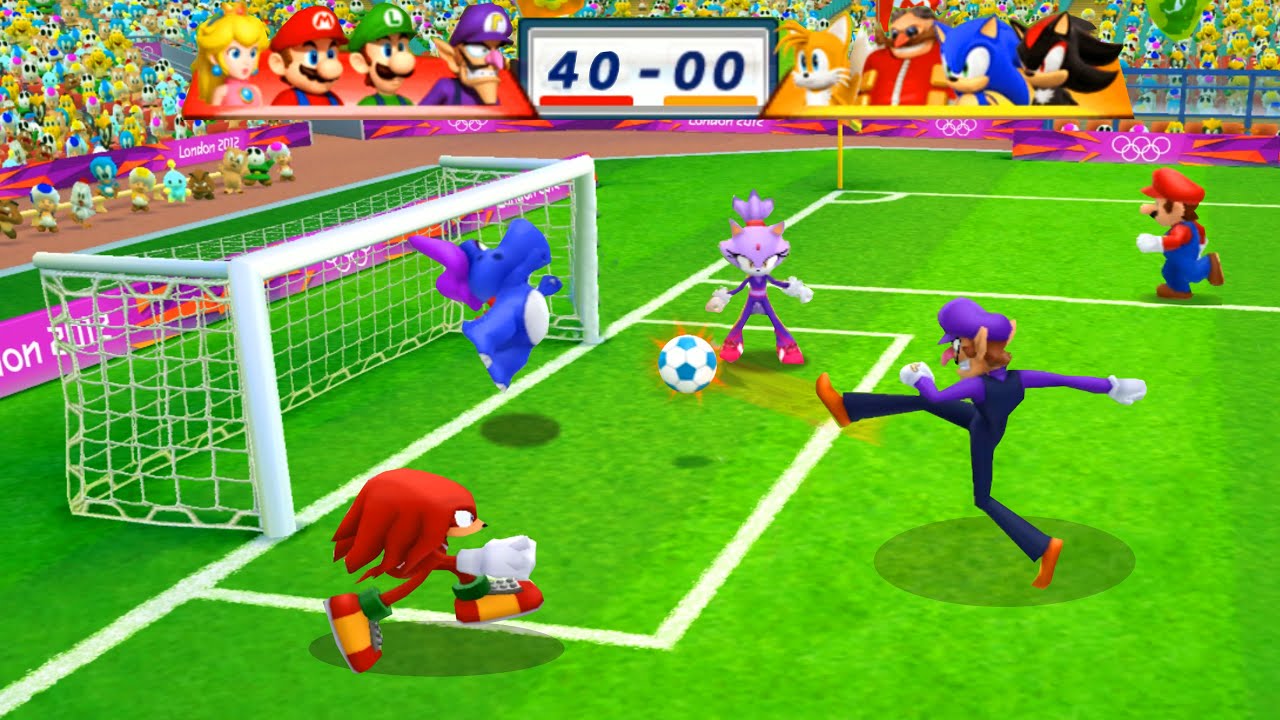 Mario & Sonic At The London 2012 Olympic Games Football Waluigi, Luigi, Mario, Peach