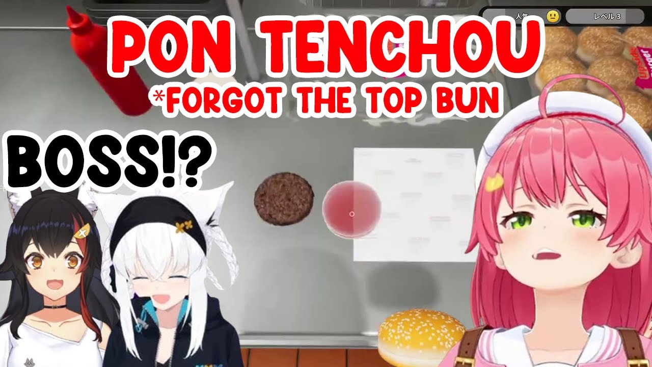 Pon Miko working as Fast Food Boss with Fubuki and Miosha