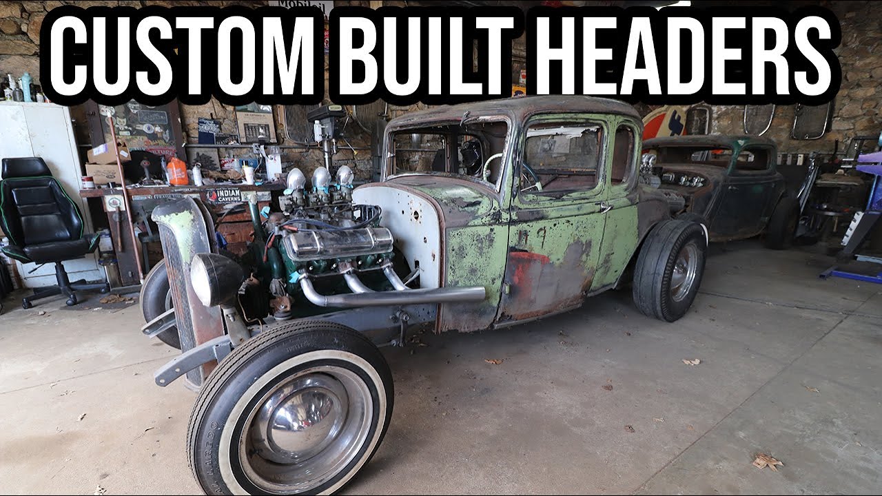 Custom Built Hot Rod Headers For The 1932 Schroll Coupe’s  Oldsmobile Rocket