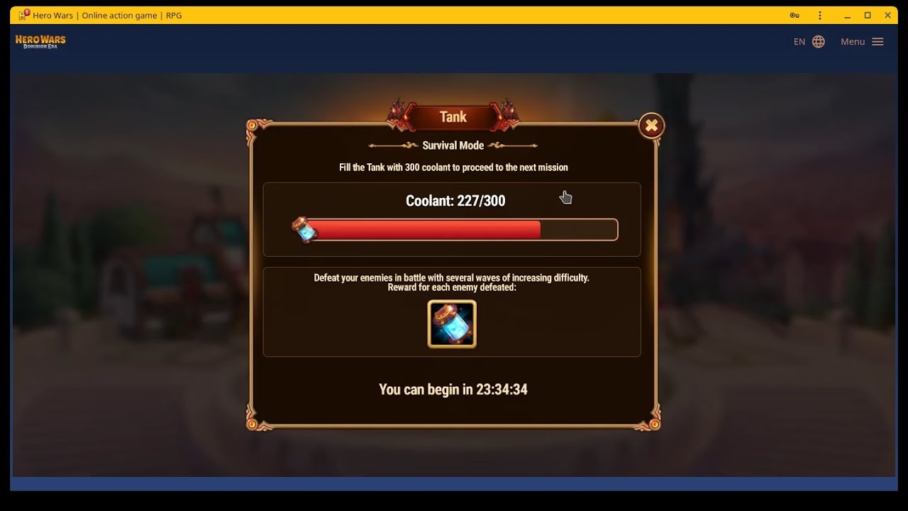 Hero Wars: Chapter 14, Tank, Waves 1 to 8. Coolant collection.