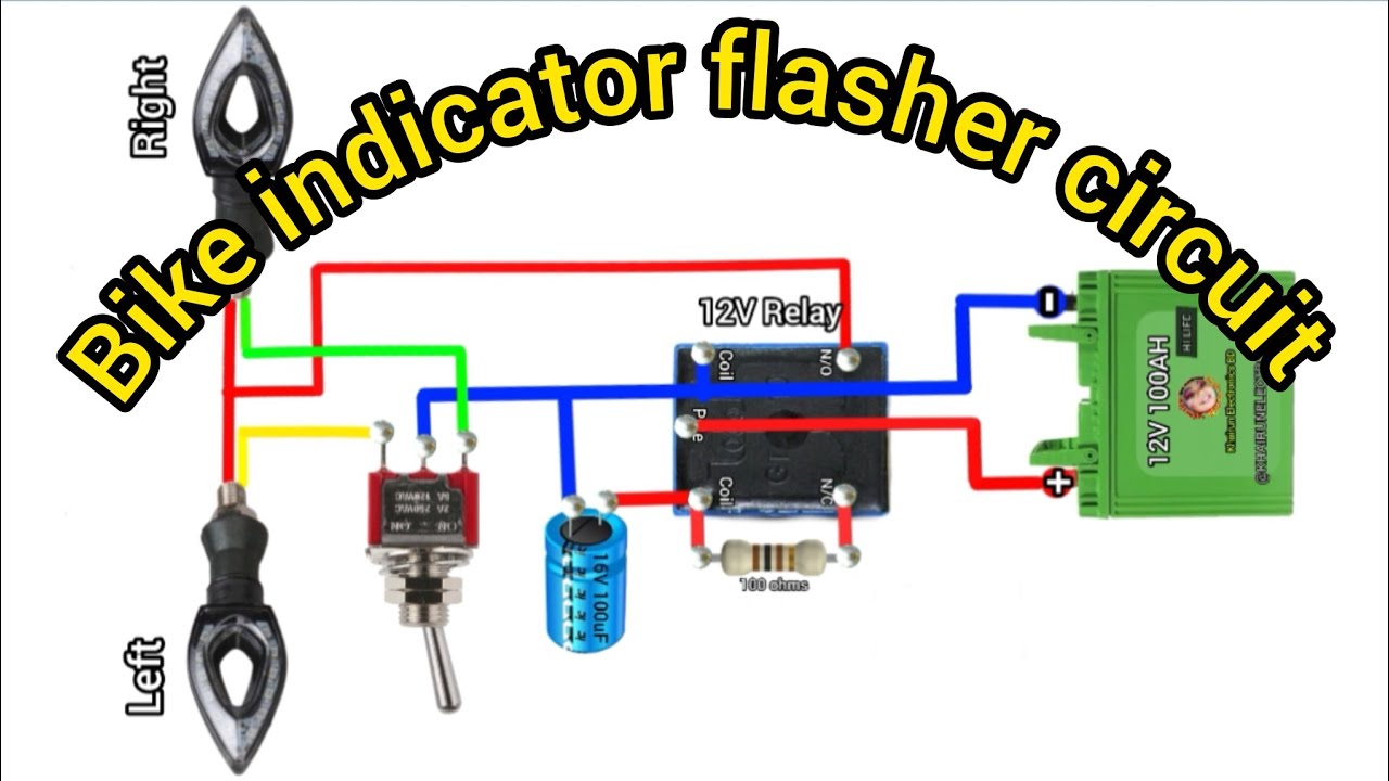 Simple Bike indecotr flasher circuit #khairunelectronicsbd #circuitdiagram  