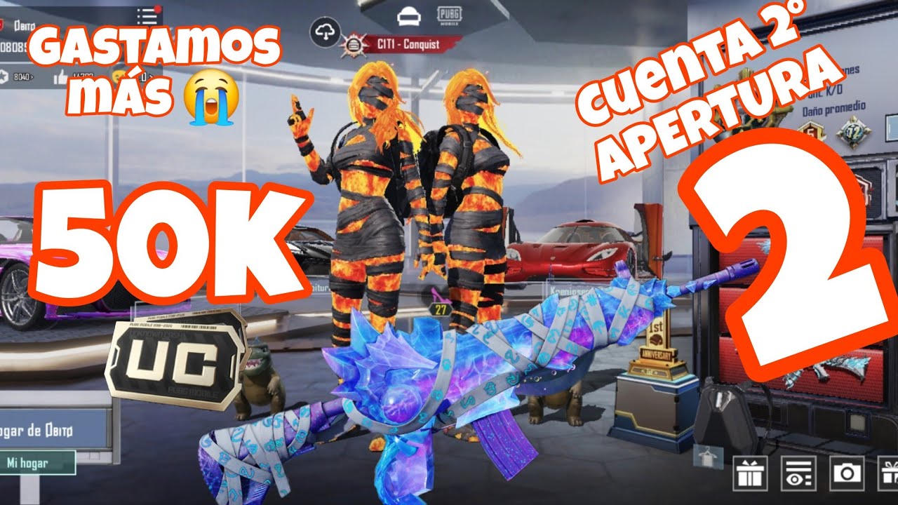 SACANDO LA MOMIA DE FUEGO Y M416 DE LA MOMIA AZUL PUBG MOBILE (2da Cuenta) 50,000 UC GASTAMOS MUCHO