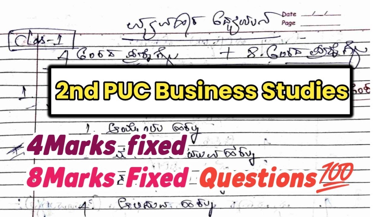 2nd PUC Business Studies 4 and 8 Marks important Questions for Annual exam