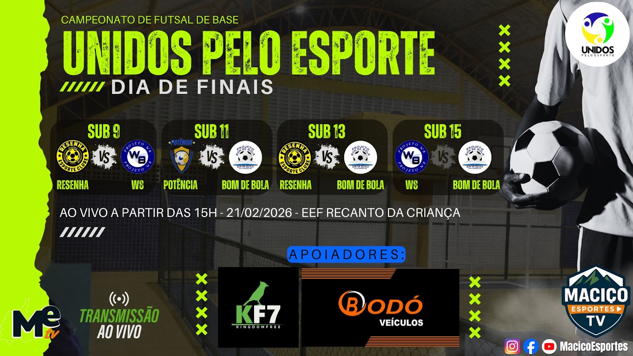 AO VIVO E COM IMAGENS &ndash; FINAIS DO CAMPEONATO DE FUTSAL DE BASE - UNIDOS PELO ESPORTE - ITAPI&Uacute;NA / CE