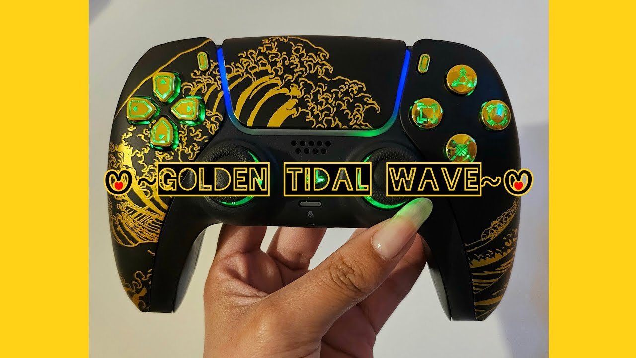 Golden Tidal Wave PS5 Controller Build! | Black/Gold Chrome Theme 🖤💛