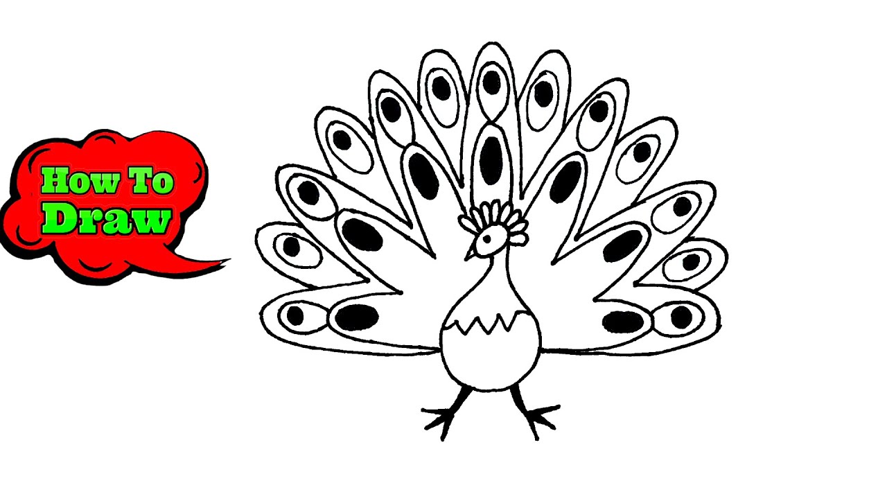 How To Draw Peacock Drawing Tutorial Easy | Indian National Bird Drawing