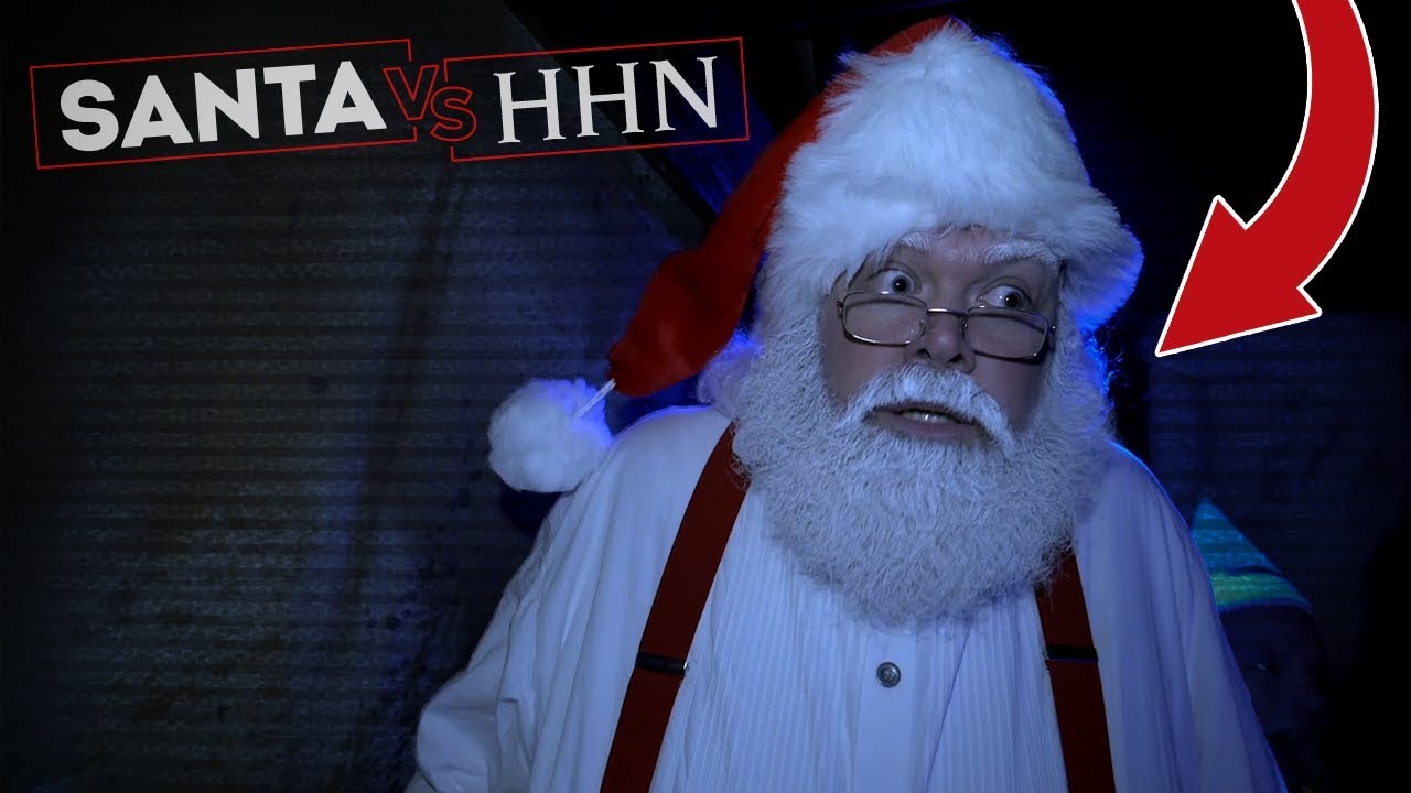 Santa Claus Walks Through a Halloween Horror Nights Haunted House