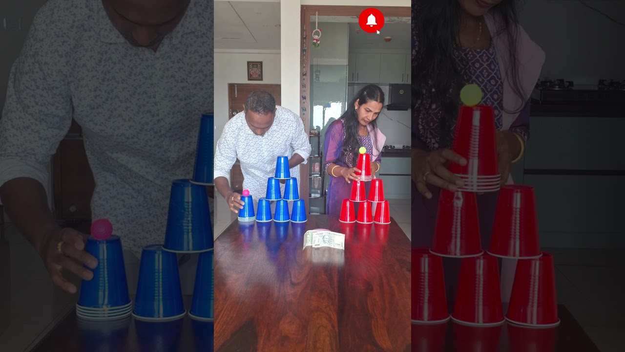 Husband vs Wife, Ball Balancing Game Challenge for Fun 😁 Who Wins This New Game #couplegame #fungame