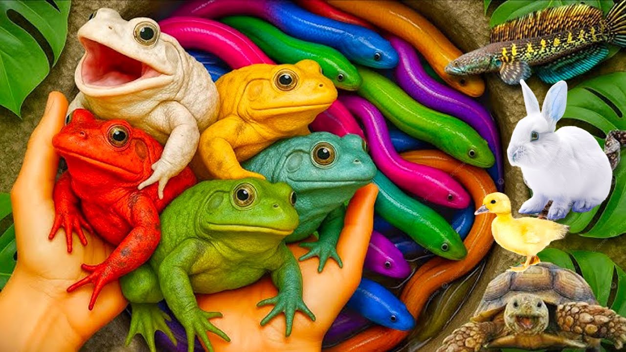 Catch beautiful colorful fish in small pond: turtle, eel, duckling, rabbit, panda fish, koi, nemo