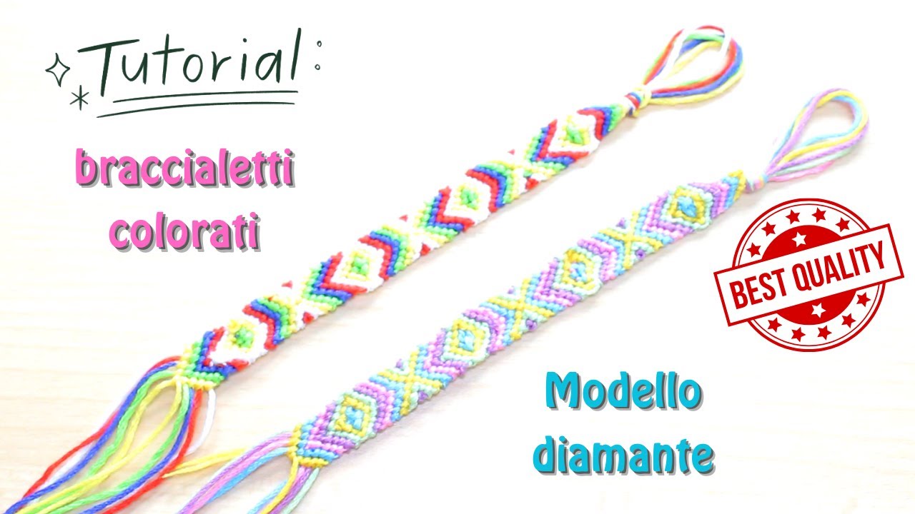 Braccialetti colorati Tutorial FACILISSIMO modello DIAMANTE (friendship bracelets)