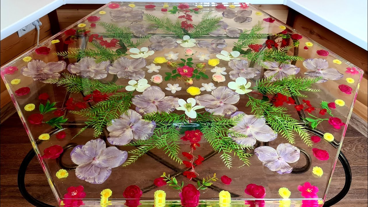 IT'S SIMPLE! Table made of epoxy resin with flowers. ВСЕ ПРОСТО! Стол из эпоксидной смолы с цветами.