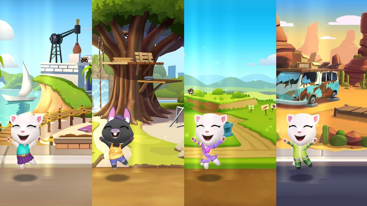 Talking Tom Gold Run Neon Angela vs Talking Becca vs Gymnast Angela vs ECO Angela Android Gameplay