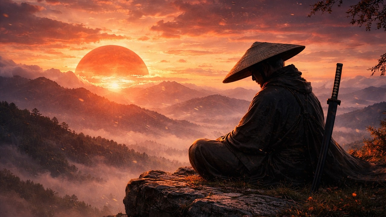Lone Warrior Meditation | Peaceful Zen Flute Music at Sunset (1 Hour)