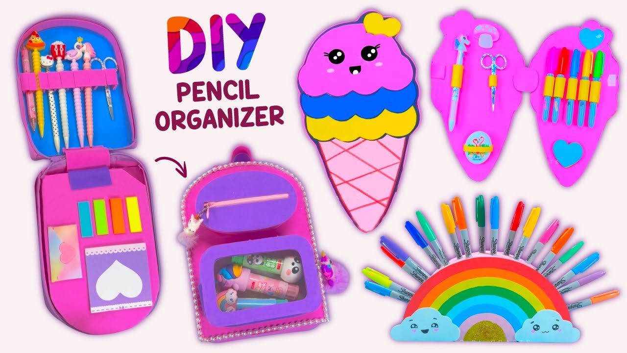 8 DIY PENCIL ORGANIZER IDEAS - How to make Pencil Holder - Cute School Supplies