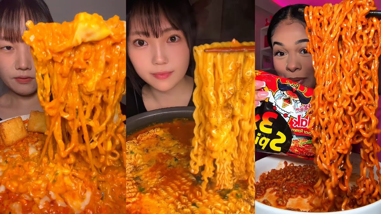 TIKTOK Mukbang Compilation | Buldak, Wingstop, Cane's, McDonald's, Chipotle & More!