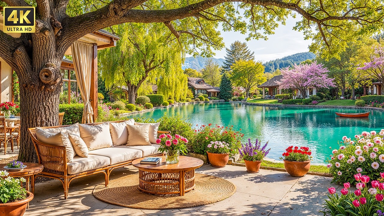Positive Mood In Warm Spring Jazz Ambience | Elegant Jazz In Calm Cabin Cafe For Chill Up Moods