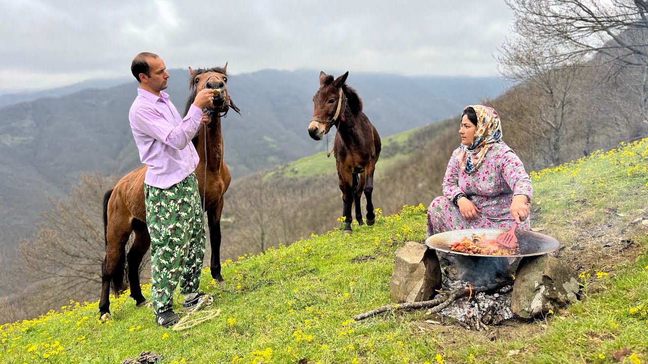 Preparing the Inside of the Tent for Staying in the Spring Season