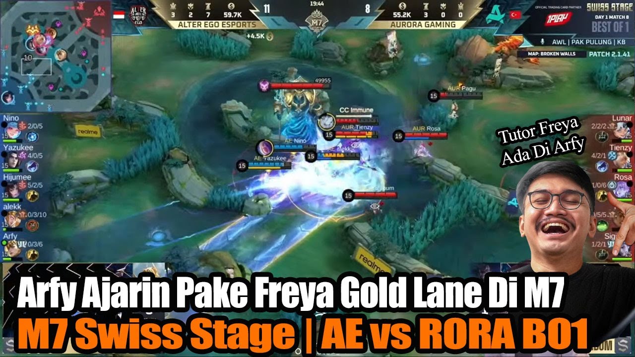 Arfy Ajarin Pake Freya Gold Lane Di M7 | M7 Swiss Stage | AE vs RORA BO1