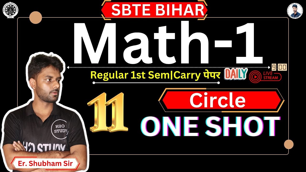 Bihar Polytechnic 1st Semester Math-1group a circle one shot|sbte bihar 1st semester circle complete