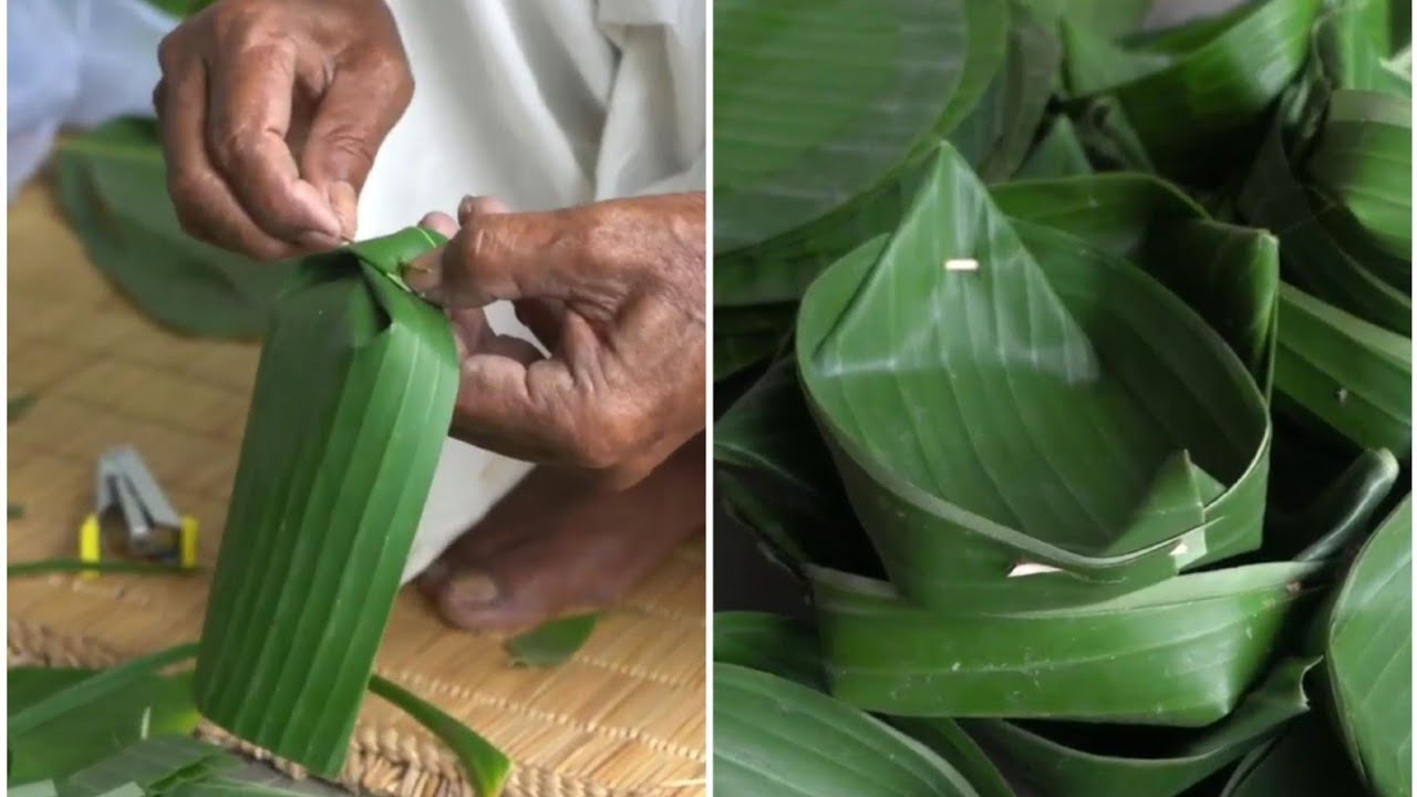 Plastic Free Produce Banana Leaf Plate and Cup || Leaf cup cutting in Rural Northeast India