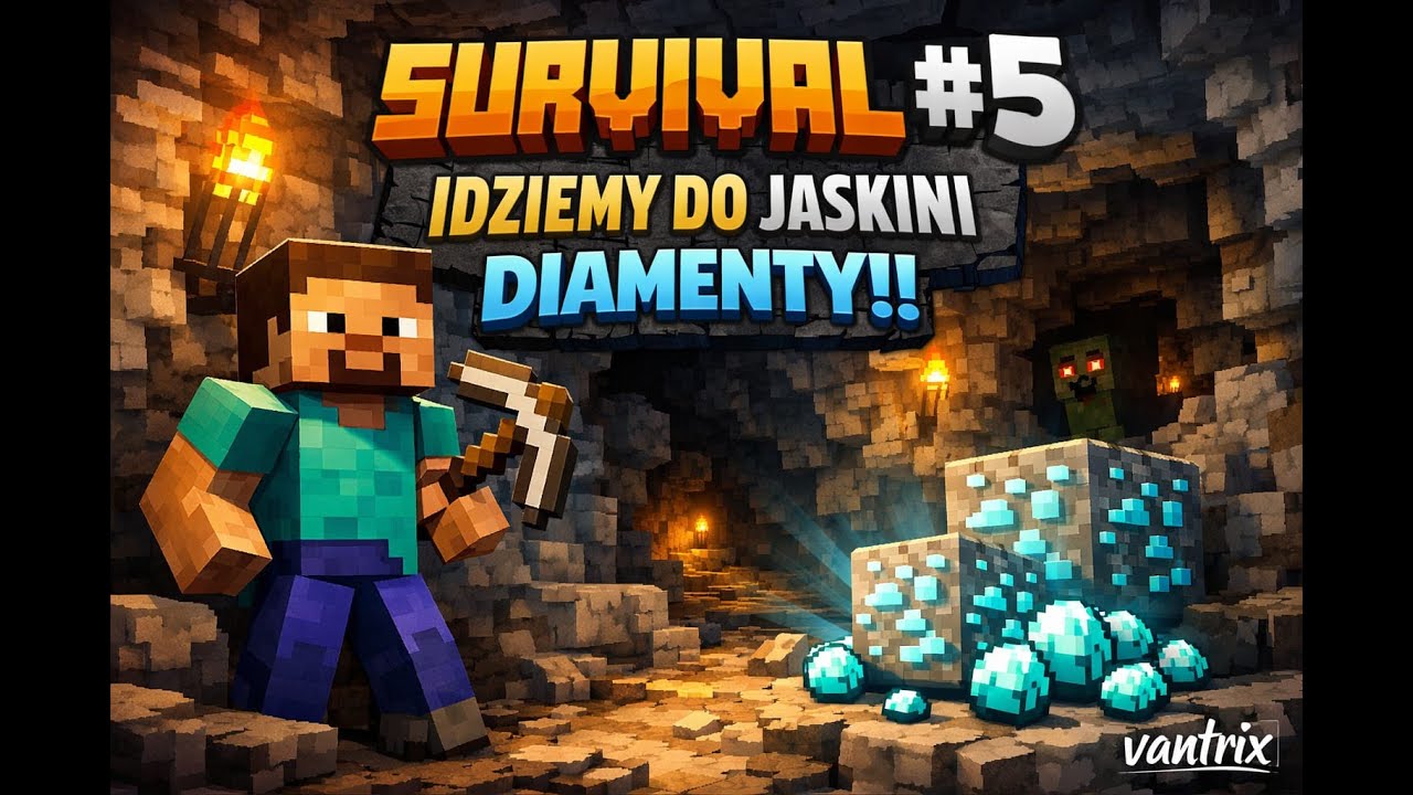 Minecraft #5 idziemy do jaskini Diamenty!