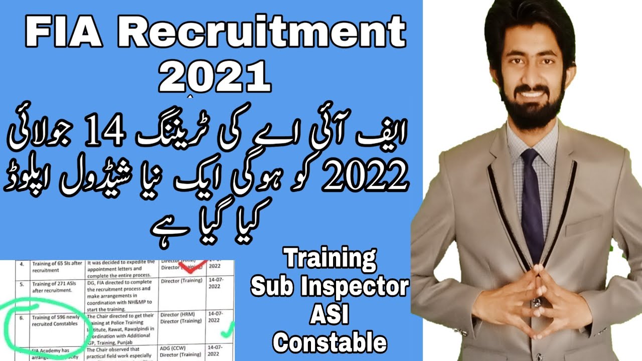FIA Recruitment 2021 training update 2022