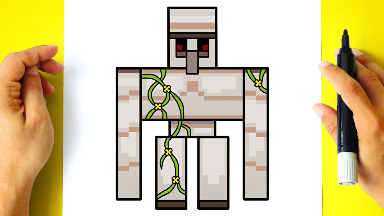 Como DESENHAR o IRON GOLEM - Como DIBUJAR un GOLEM de HIERRO - How to DRAW MINECRAFT Characters