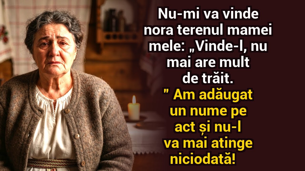 Nora i‑a spus fiului meu: „Vinde pământul mamei tale.” Așa că am adăugat un nume pe act — nu îl va