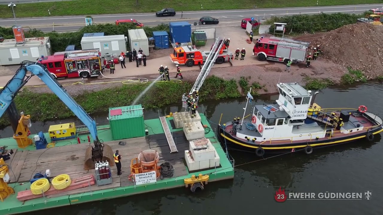 Schiffsbrand - Übung - LB 23 Güdingen - Feuerwehr Saarbrücken