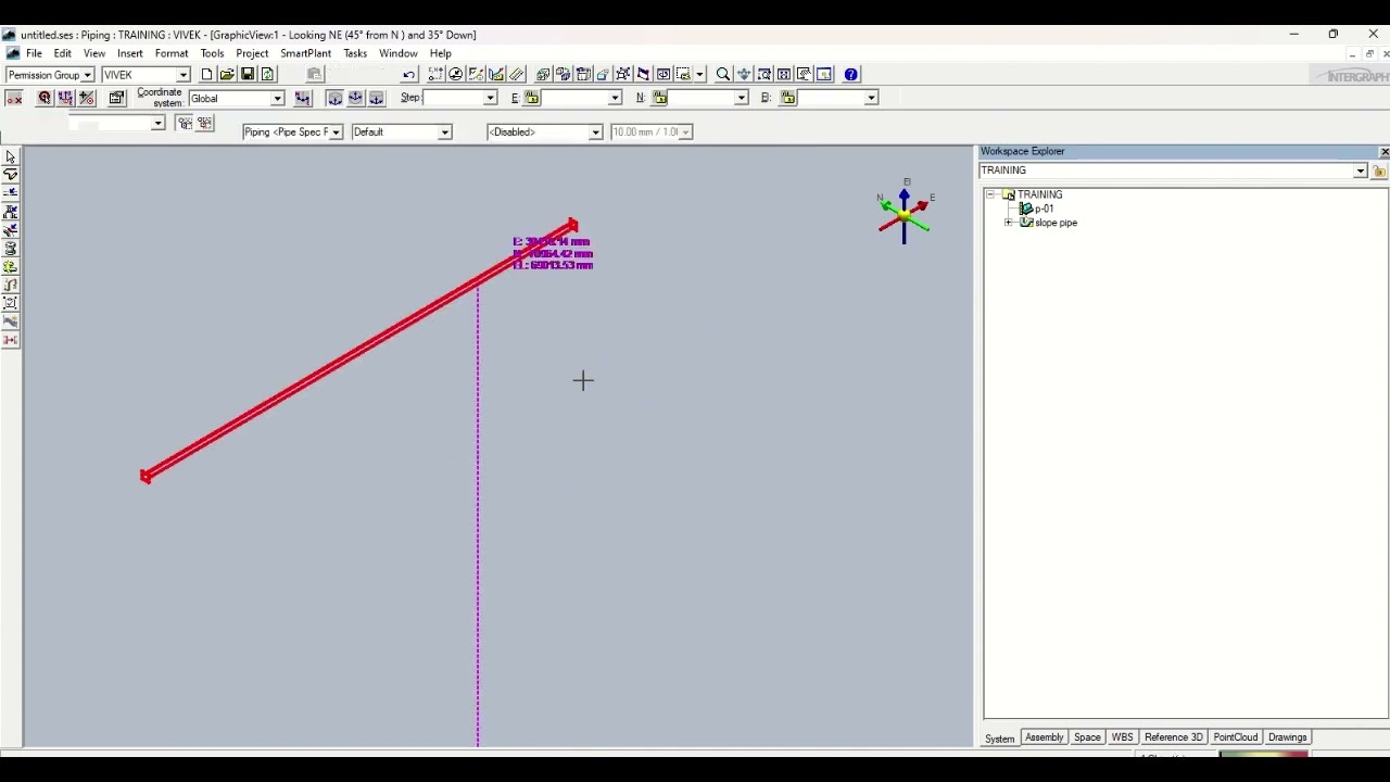 slope piping s3d