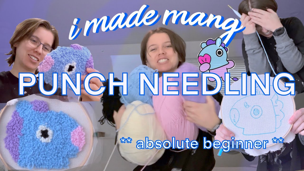 Easy DIY Punch Needle Mang Rug ✨ learn how to punch needle with me (beginner)