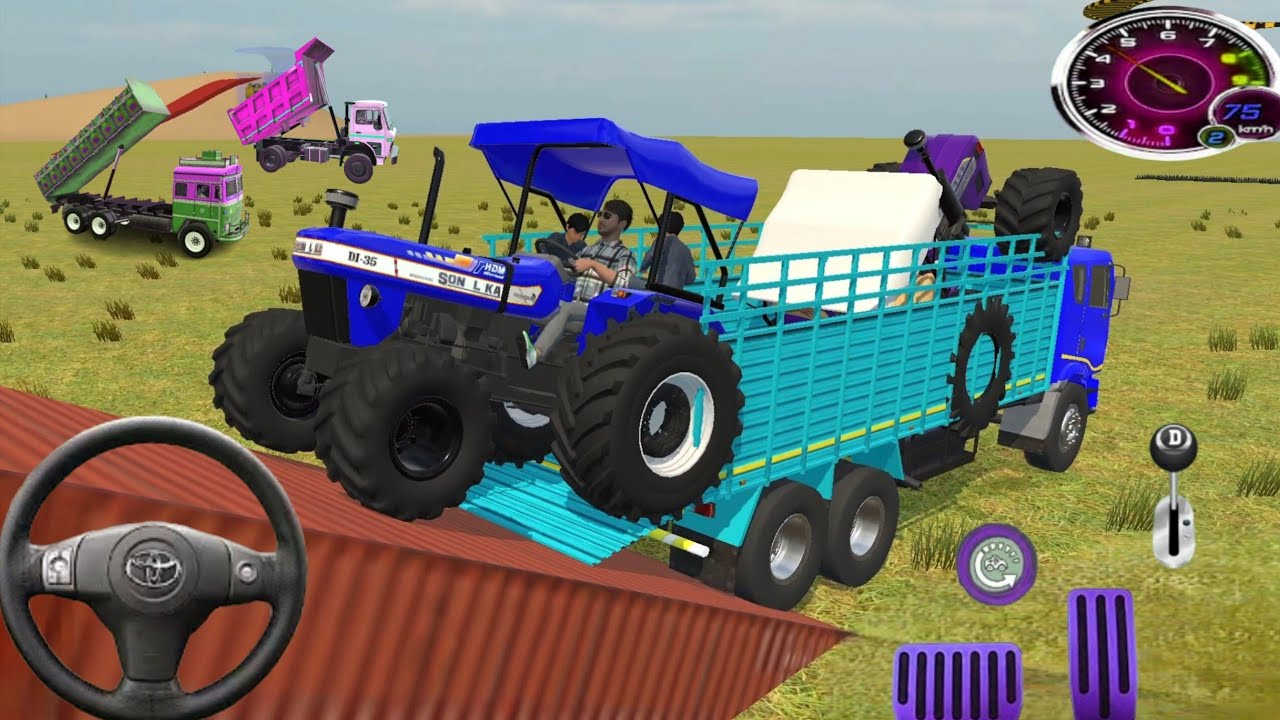 👇🙏part 296#india #3d #gaming  Tractors Loaded Inside Big Truck | : Heavy Loading Challenge in #truck