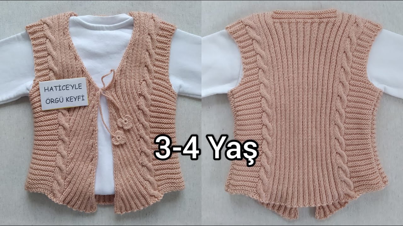 Yağmur Çocuk Cepken Yelek Yapımı 3 4 Yaş Önler Sivri Üçgen Kavisli Şık Farklı Bebek Örgü Kazak Tarif