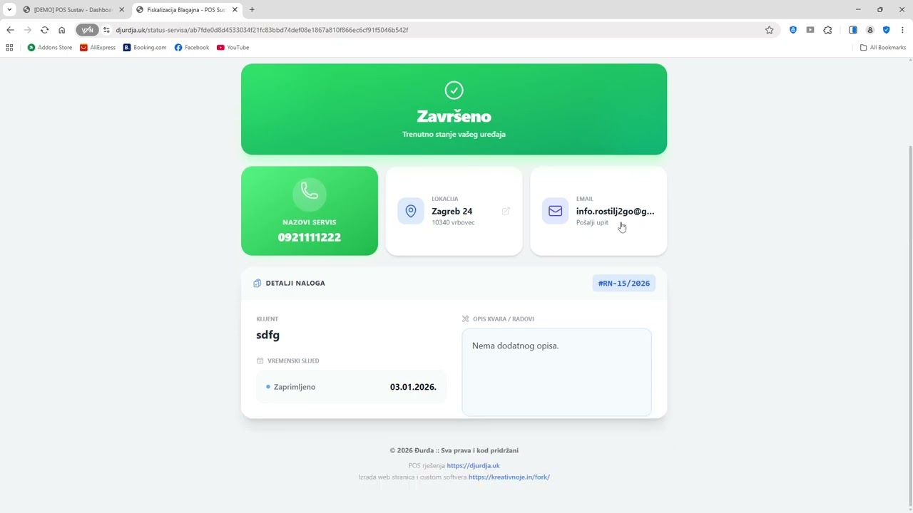 video 2 - POS sustav Djurdja radni nalog