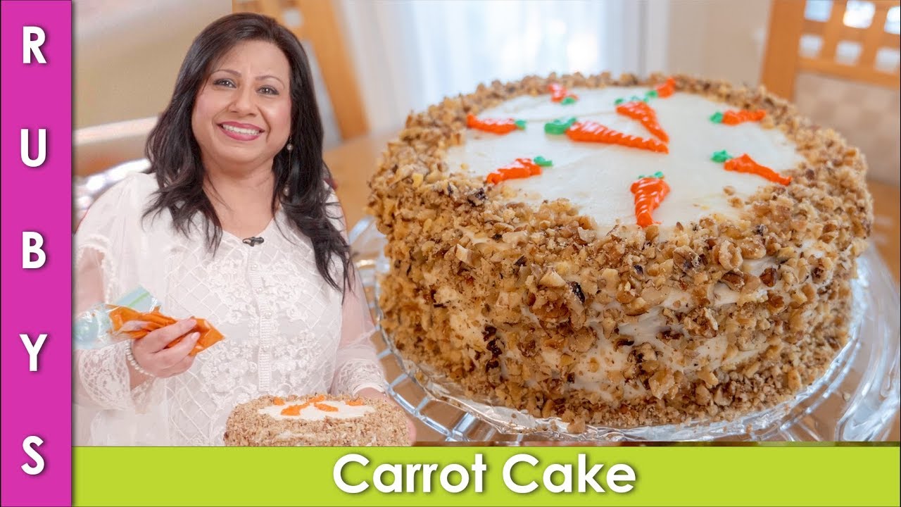 Carrot Cake Gajar ka Cake with Cream Cheese Frosting  ki Recipe in Urdu Hindi  - RKK