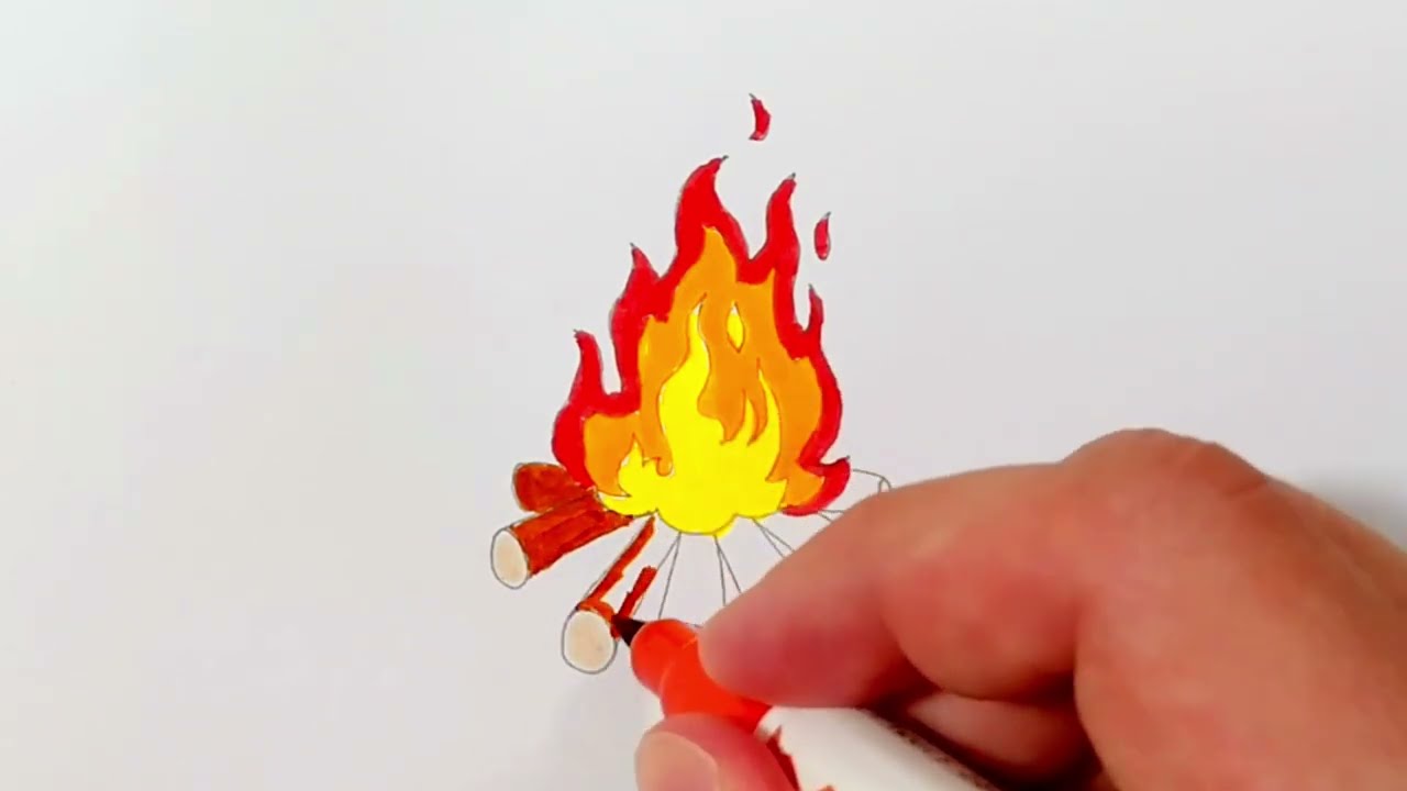 How to Draw Campfire Easy For Kids