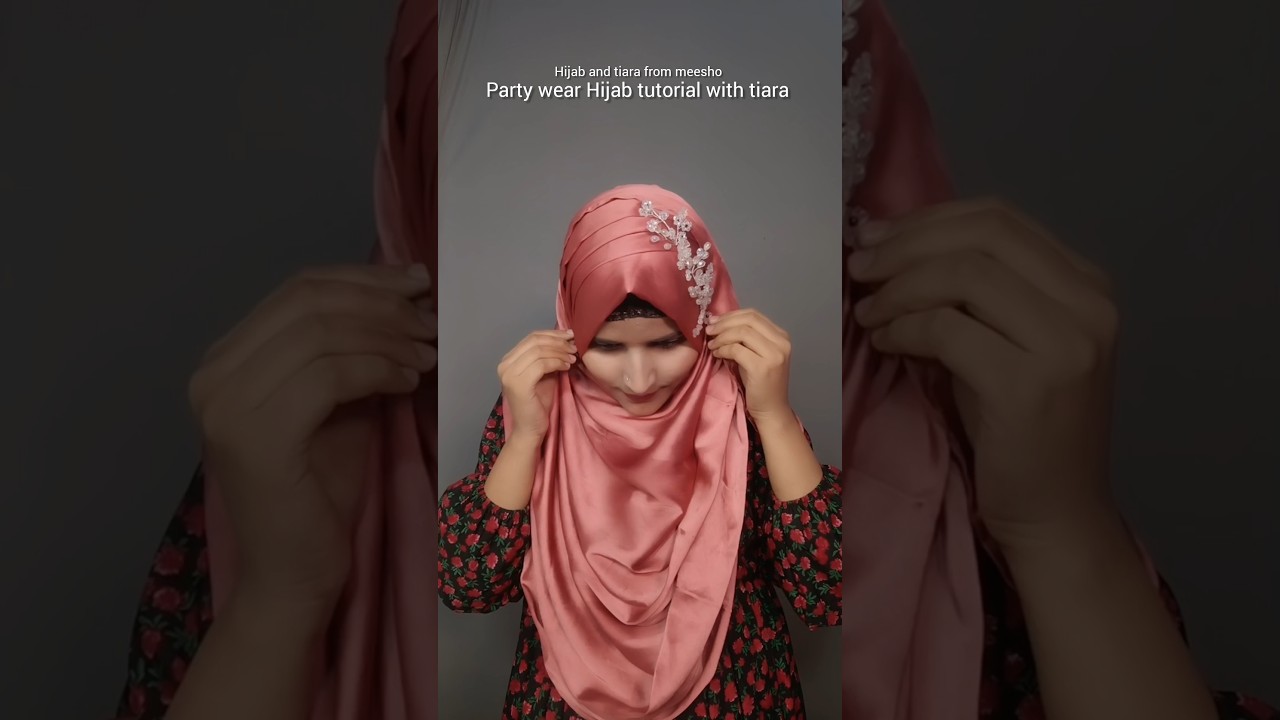 Party wear hijab tutorial with tiara